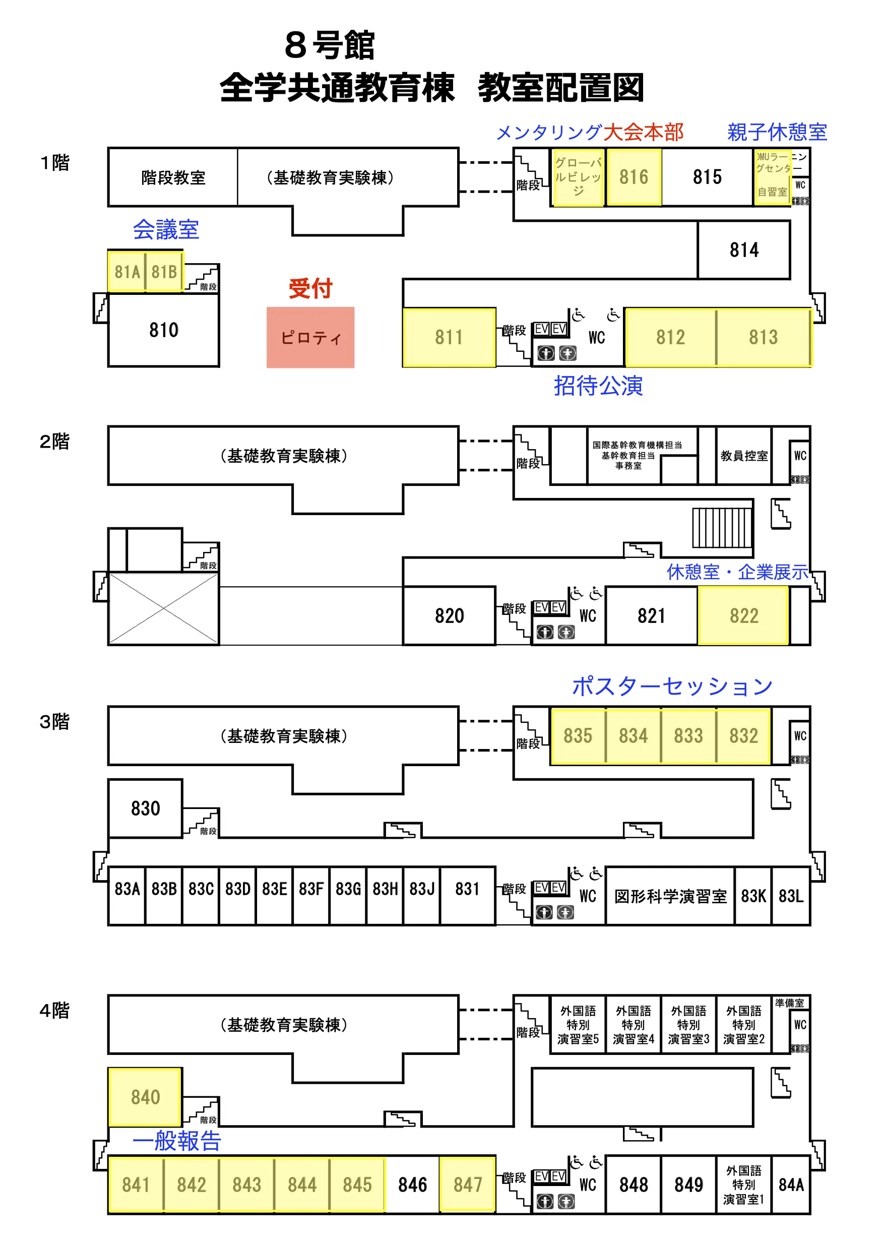 杉本キャンパス 教室配置（日本経済学会）